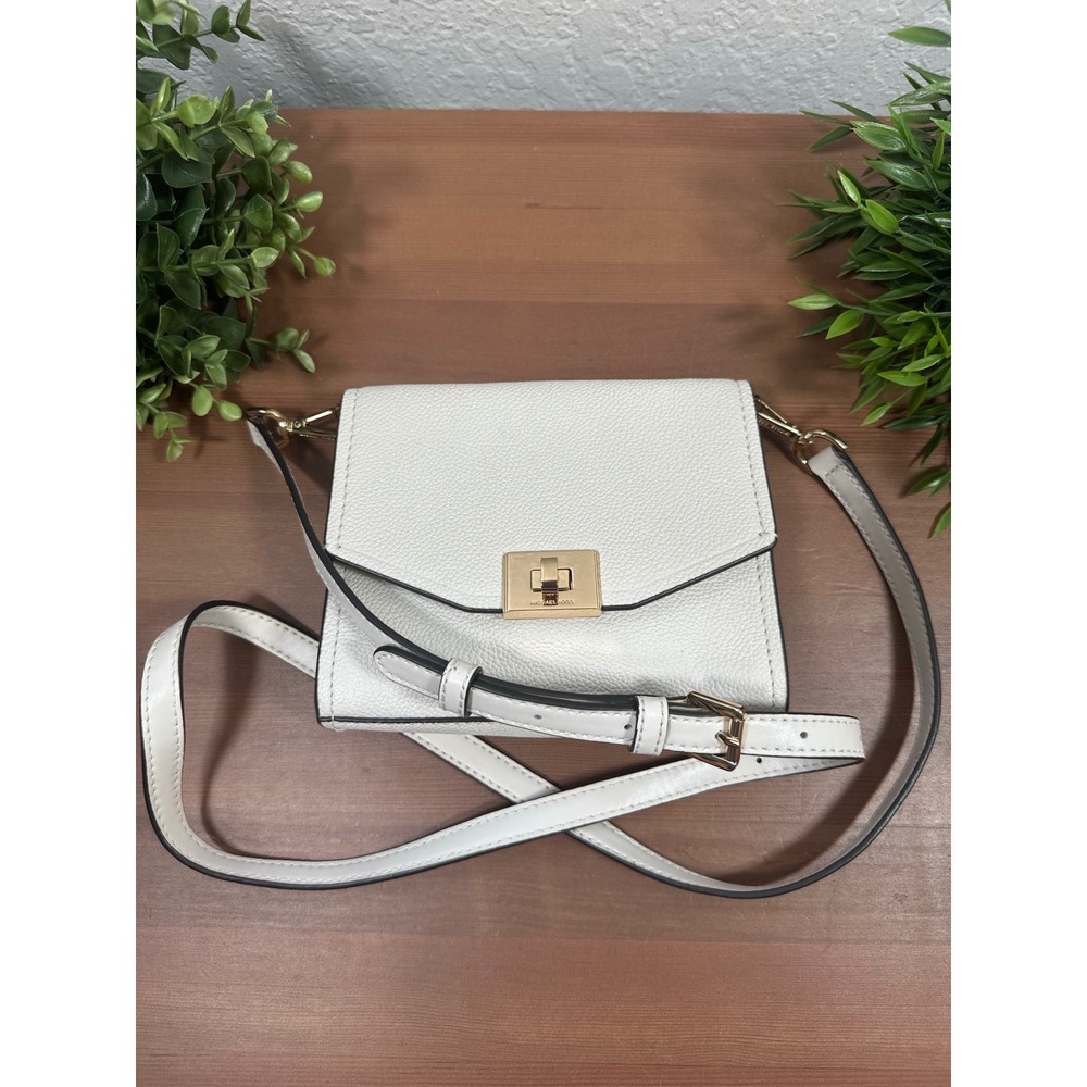 Michael Kors Cassie White Ivory Pebbled Leather Small Crossbody Bag